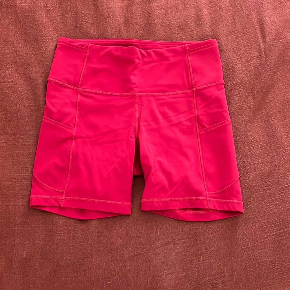 Lululemon bright red bike short